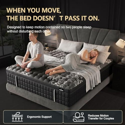Queen Mattress 14 Inch Hybrid, Cooling-Gel Foam & Pocket Springs, view 6