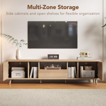 70" Mid Century Modern TV Stand with Power Outlet, view 4