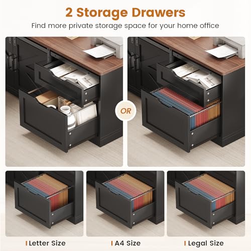 Farmhouse 55 inch L Shaped Standing Desk with Storage Drawers, view 7