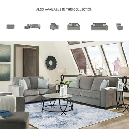 Signature Design by Ashley Altari Sofa, Couches for Living Room with 2 Accent Pillows, Chenille Fabric Upholstery, Anti-Sag Platform Foundation for Daily Use, Alloy Light Gray, 85 Inches