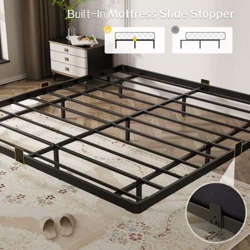 Metal King Size Bed Frame with LED Lights and Charging Station, view 7