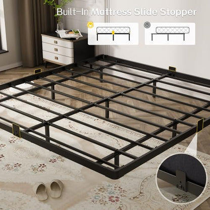 Metal King Size Bed Frame with LED Lights and Charging Station, view 7