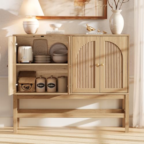 47.2'' Fluted Sideboard Buffet Cabinet, Wooden Storage Cabinet, view 4