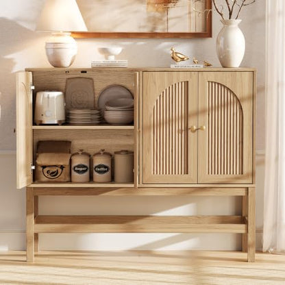 47.2'' Fluted Sideboard Buffet Cabinet, Wooden Storage Cabinet, view 4
