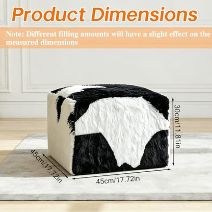 Bean Bag Chair (No Filling) Cow Printed Plush Lazy Sofa Plush Dalmatian Cow Color Casual Bedroom Balcony Living Room Creative (3)