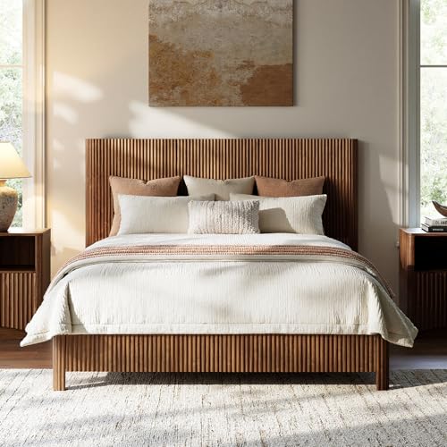 Walnut Queen Bed Frame with Headboard, view 2