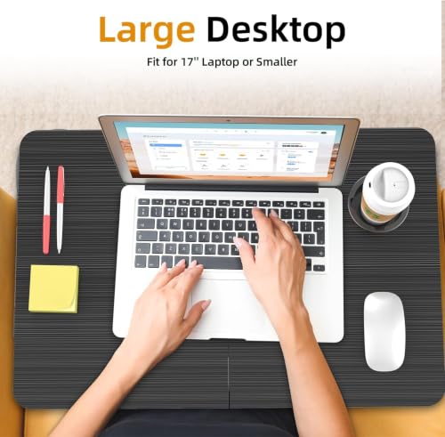 23.4" Foldable Lap Desk Bed Table with Cup Holder Tray Charcoal, view 4