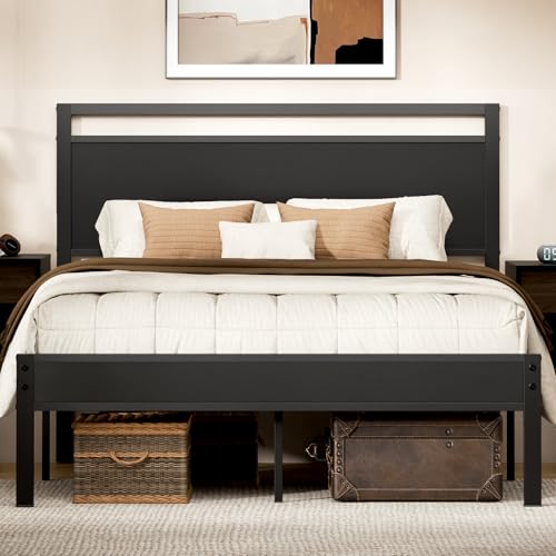Wooden Headboard Metal Platform Bed, view 2