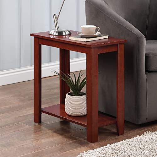 Designs2Go Baja Chairside End Table 23.75"- Modern Living Room Table with Storage Shelf, Transitional Bedside Table, Mahogany