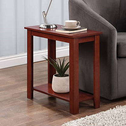 Designs2Go Baja Chairside End Table 23.75"- Modern Living Room Table with Storage Shelf, Transitional Bedside Table, Mahogany