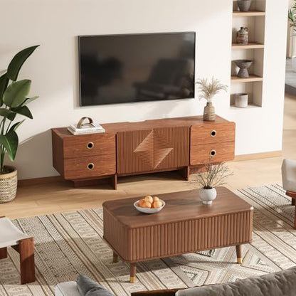 66" Fluted TV Stands for Living Room, view 7