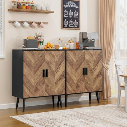 Storage Cabinet with 2 Shelves & Doors, Sideboard Buffet Cabinet with Storage, view 5