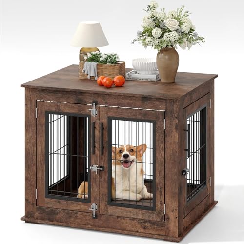31" Farmhouse Double Doors Heavy-Duty Dog Crate for Small Medium Dogs, view 2