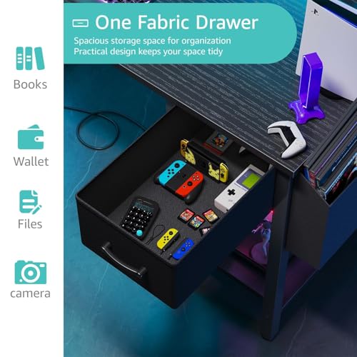 L Shaped Gaming Desk with Storage Shelves, view 6