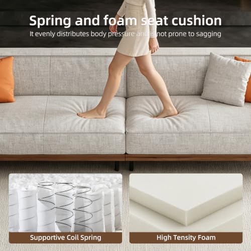 Modern 4-Seater Upholstered Fabric Sofa for Living Room, 111.8", view 6