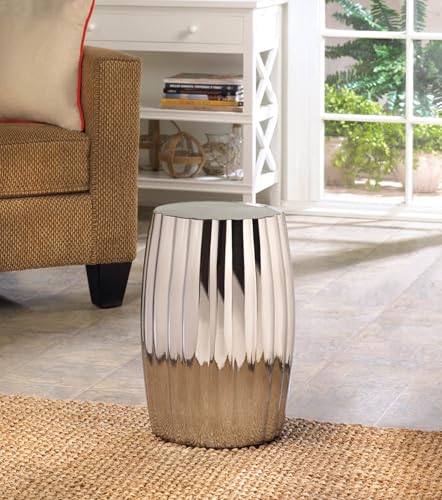 Interior Design Decorative Sitting Stool, 11x11x18.25, Decorative Silver