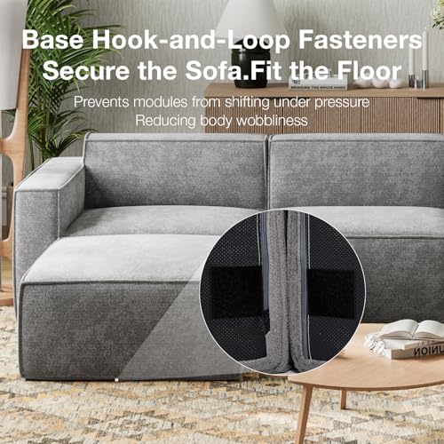 109" Modular Sectional Sofa, No Assembly Cloud Sectional Couch with Smarts Coil® Support, Chenille Fabric L Shape Boneless Couch for Living Room Apartment, Dark Gray(R-Arm 4 Seat w/ 1 Ottoman)
