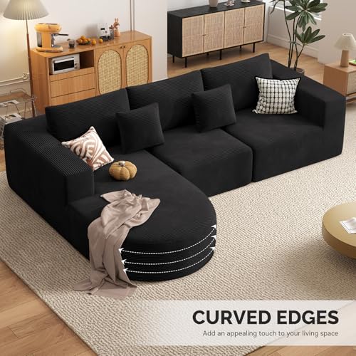 Boneless Couches for Living Room,Cloud Sectional Couch with L-Shape Chaise,Modern Modular Sofa with Deep Seat Upholstered Comfy Couches for Bedroom,No Assembly Required,1PCS
