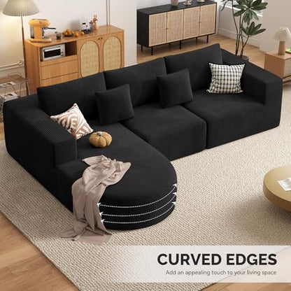 Boneless Couches for Living Room,Cloud Sectional Couch with L-Shape Chaise,Modern Modular Sofa with Deep Seat Upholstered Comfy Couches for Bedroom,No Assembly Required,1PCS