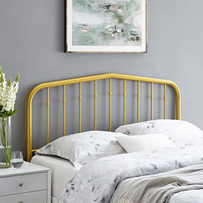 Lennon Modern Farmhouse Metal Full Headboard in Gold