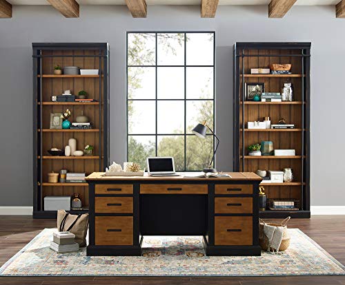 Fully Assembled Aged Ebony Toulouse 6 Shelves Bookcase