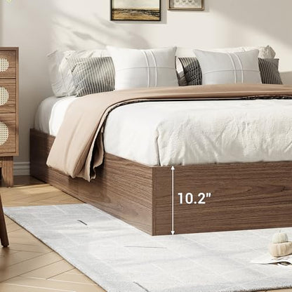 Wood Platform Bed Frame, California King Bed Frame with 2 Drawer, view 3