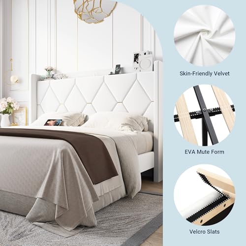 Full Size Bed Frame with Storage Headboard & Smart Charging Station, view 7