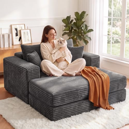 Oversized Chaise Lounge Chair with Ottoman Indoor, 82" Sofa Chair Bed, view 3