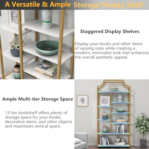 8-Tier Open Shelf Bookcase, 70.87"H x 31.5"L Lux Etagere Bookshelf, view 7