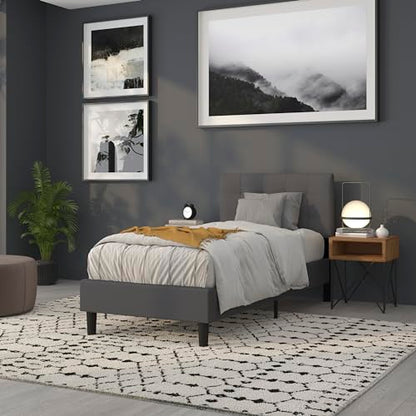 Quilted Tufted Upholstered Twin Size Headboard in Dark Gray Fabric