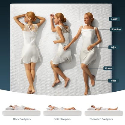 Twin Mattress, 6 Inch Gel Memory Foam Mattress in a Box, Gel Infused, Fiberglass Free, Medium Firm Mattresses, CertiPUR-US Certified, Breathable & Pressure Relief, White