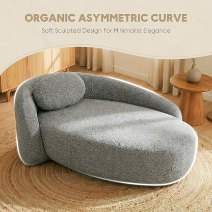 67" Chaise Lounge Chair Indoor Oval Boneless Lounge Sofa, Dark Grey, view 4