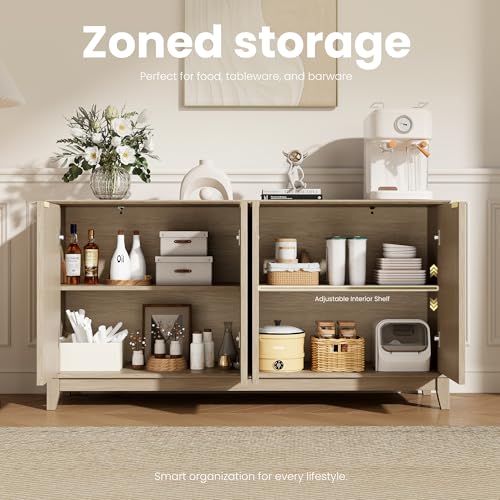 Fluted Sideboard Buffet Cabinet with Storage, view 4