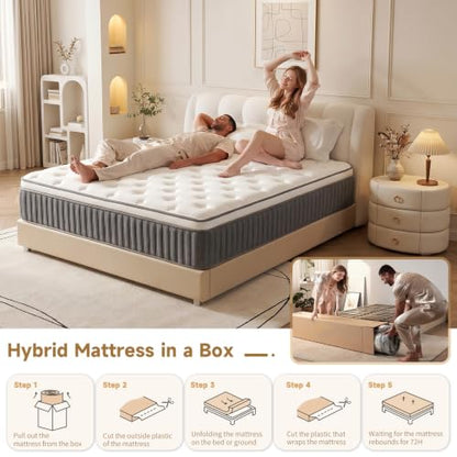 Queen Mattress, 12 Inch Hybrid Queen Mattress in a Box, view 8