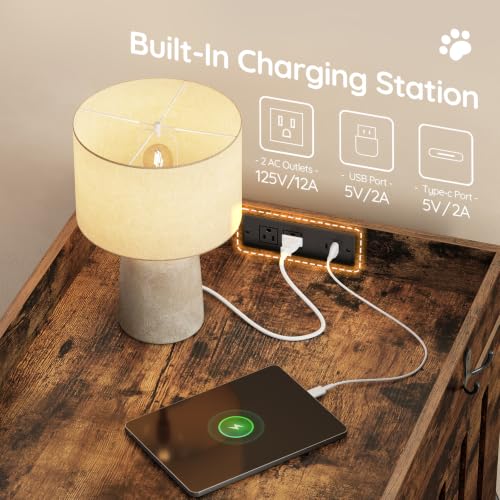 31.5''Dog Crate Furniture with Charging Station, Pet Crate End Table, view 5