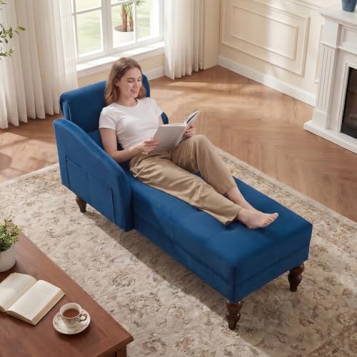 Tufted Upholstered Rolled Arm Chaise Lounges Indoor Chair, view 8