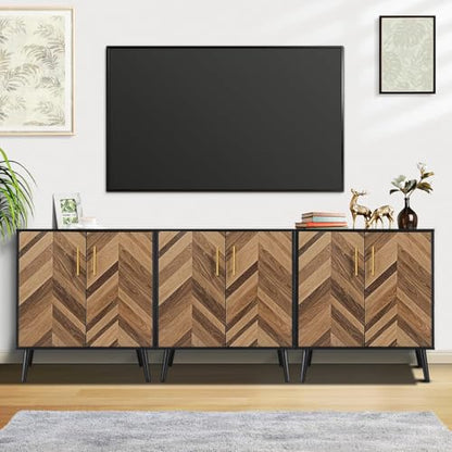 Modern Sideboard Storage Cabinet for Living Room Entryway, Black Storage Accent Cabinet with Doors