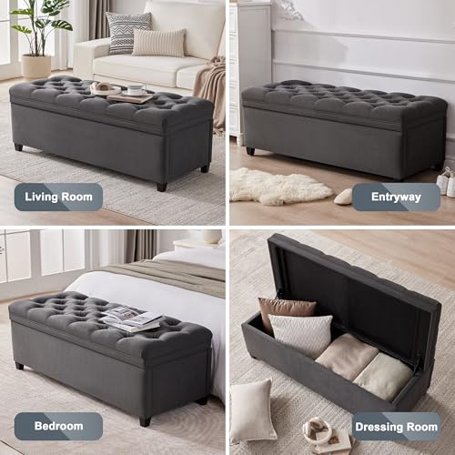 Mangodan Storage Ottoman Bench, Tufted Ottoman with Storage for Living Room, Large Modern Entryway Benchs
