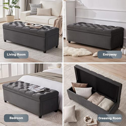 Mangodan Storage Ottoman Bench, Tufted Ottoman with Storage for Living Room, Large Modern Entryway Benchs