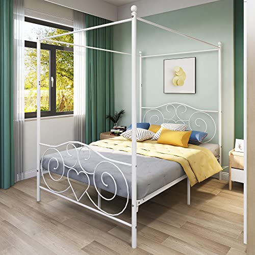 Canopy Full Bed Frame Platform Heavy Duty Steel Slat and Support with Headboard, view 5