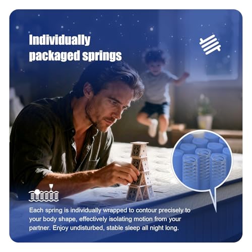 12 Inch Full Hybrid Mattress, Medium Firm, Memory Foam and Pocket Springs, view 7