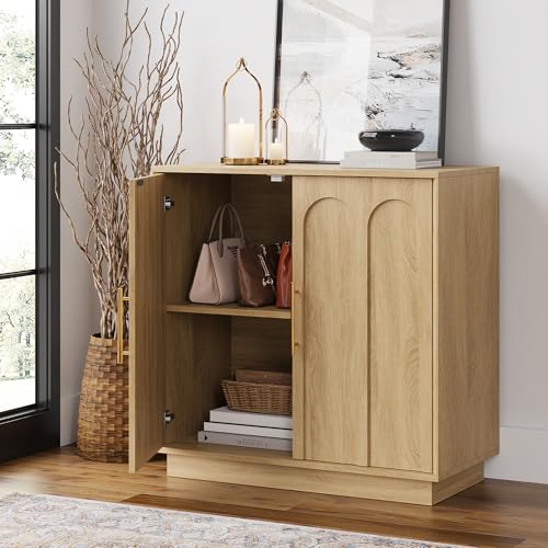 31.5" Sideboard Buffet Cabinet with Storage,Oak, view 7