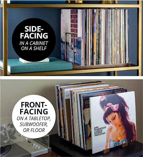 Vinyl Record Storage Holder, 75 LPs, Solid Walnut & Steel, view 7