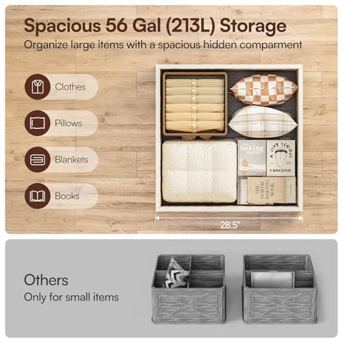 3-Piece Farmhouse Coffee Table Set Includes 31.5’’ Lift-Top Coffee Table with Hidden Storage Compartment & 2 End Tables with Charging Station, Rustic Furniture Set with Rivet Barn Door for Living Room
