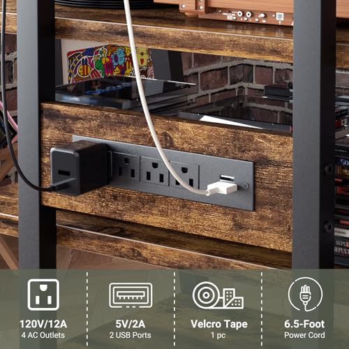 AV Media Stand with Outlets, Media Console with LED Lights, view 8
