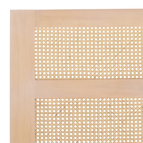 SAFAVIEH Furniture - Nariely King Headboard - White Washed - Rattan & Solid Wood - Handwoven Cane Design for Bedroom & Guest Room, 77.4" W x 2" D x 47.2" H (HBD8006B-K)