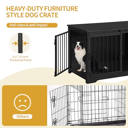 39.3" L Dog Crate Furniture Indoor Dog Kennel with Barn Door, view 5