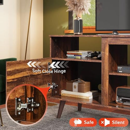 Mid-Century TV Stand for TVs Up to 65", Storage Cabinet, Retro Brown, view 6