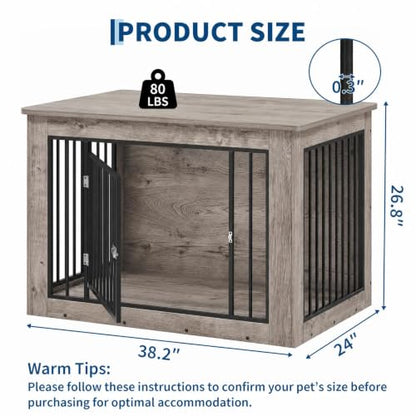 38" Furniture-Style Wooden Dog Crate End Table, view 7