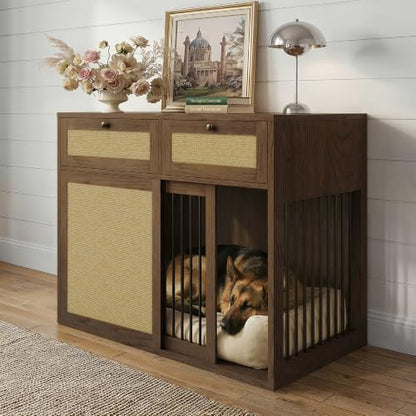 Wooden Dog Crate Furniture, Right Unit, 40 Inch, Dark Oak, view 2
